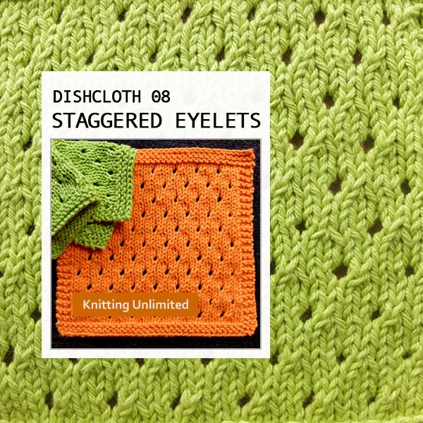 Staggered Eyelets Dishcloth. Used Lily Sugar 'n Cream yarn.
