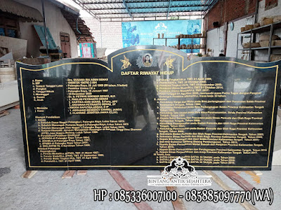 Prasasti Nameboard Granit, Papan Prasasti Daftar Riwayat Hidup, Prasasti Granit Hitam