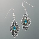 silver and gold blue topaz earrings