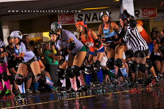 Roller Derby Photos, Sac City Rollers, LADD, LA Derby Dolls, Adrian Valenzuela Photography, Krissy Krash,Skatum O'neil, Nikki Nightmare, Stefcon 1