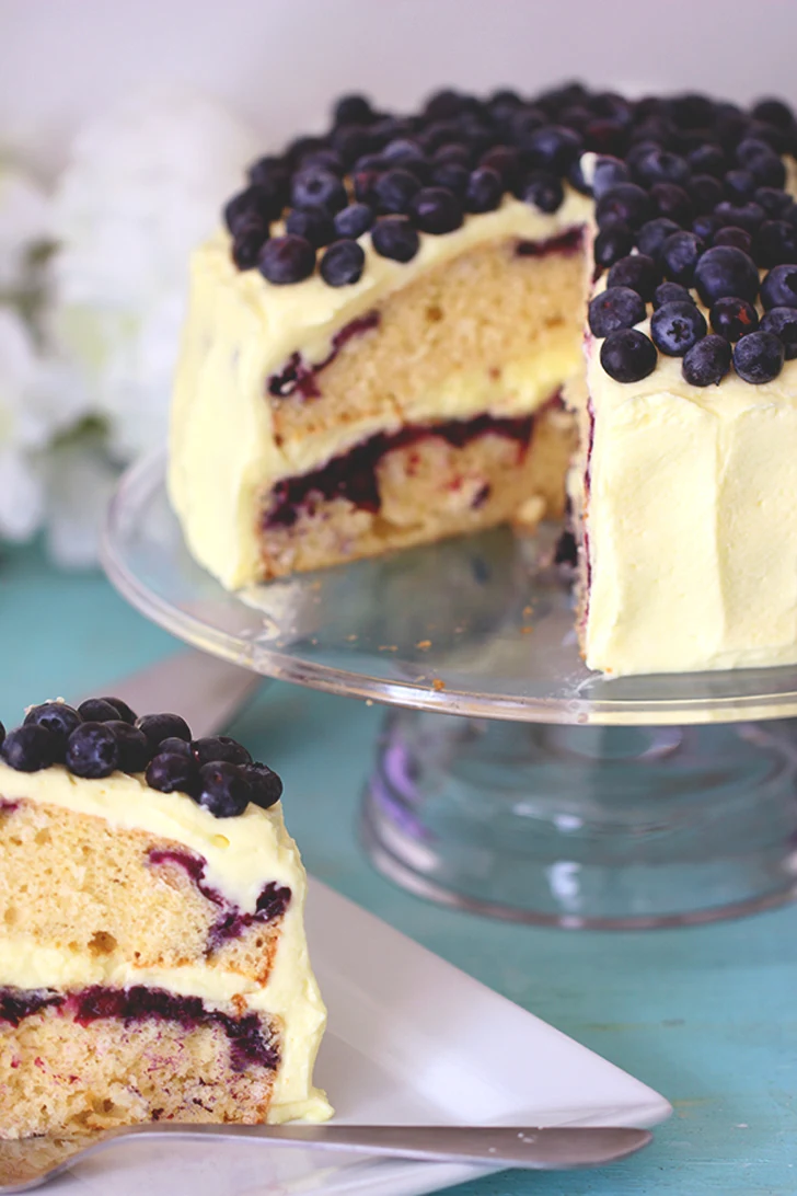 Easy Blueberry Cake with Whipped Lemon Frosting