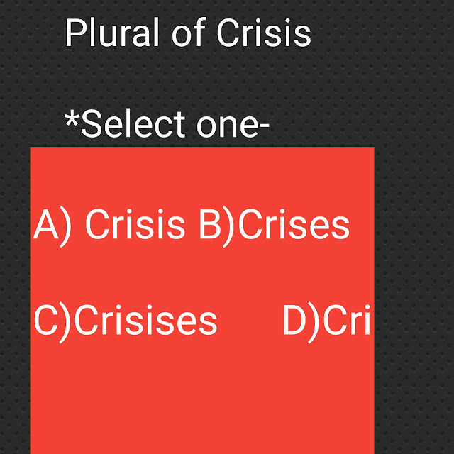 Plural of Crisis