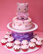 This Hello Kitty cake is for a little girl's 1st birthday.