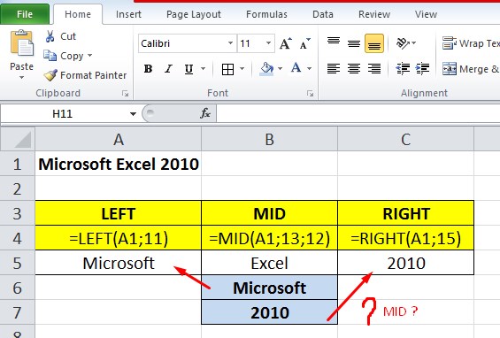 Cara Menggunakan Fungsi LEFT, RIGHT, MID Pada Excel