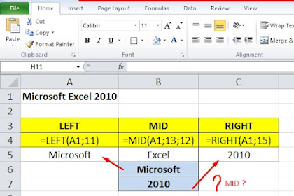 Cara Menggunakan Fungsi LEFT, RIGHT, MID Pada Excel