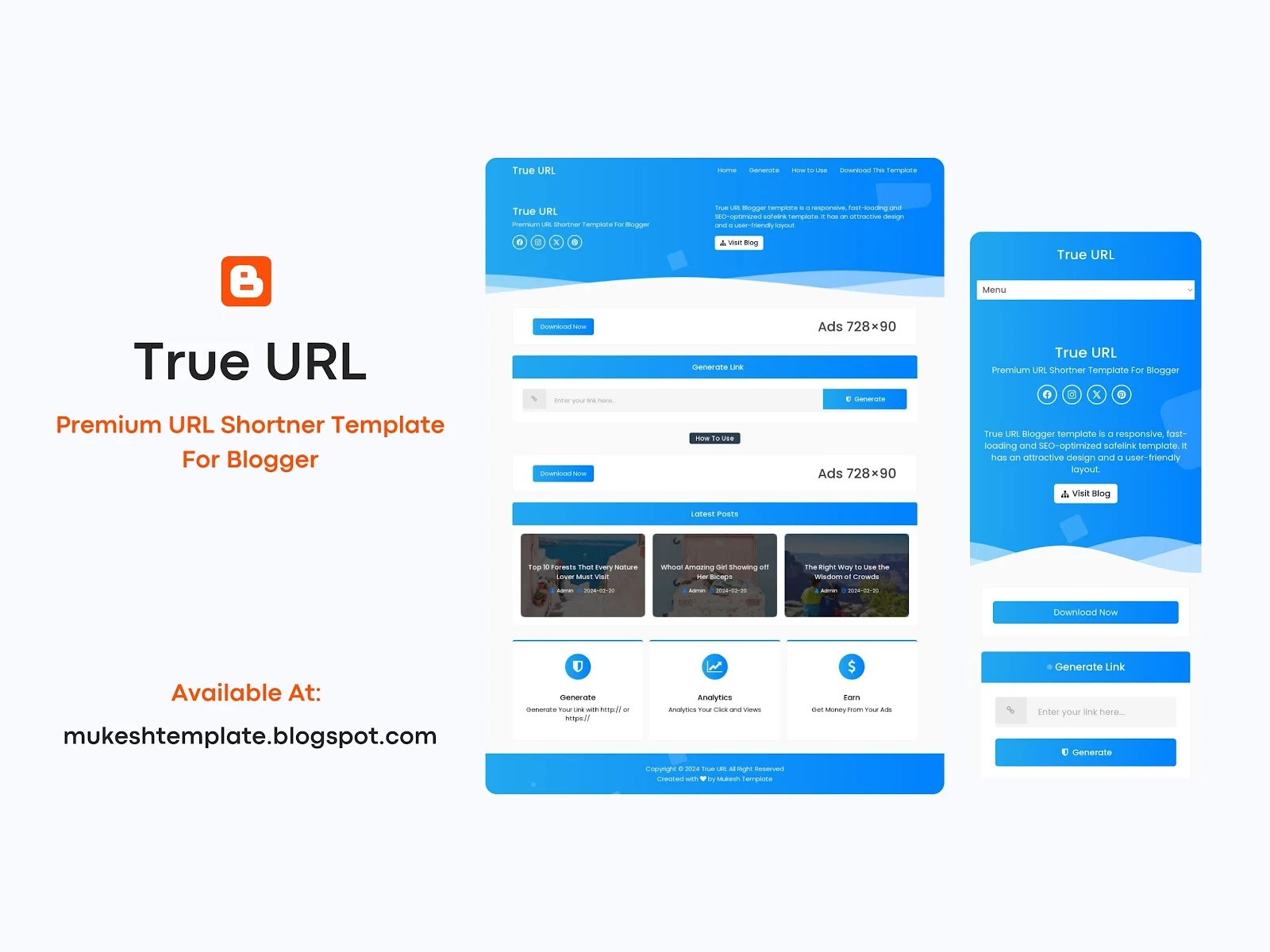 True URL - Responsive Safelink Blogger Template