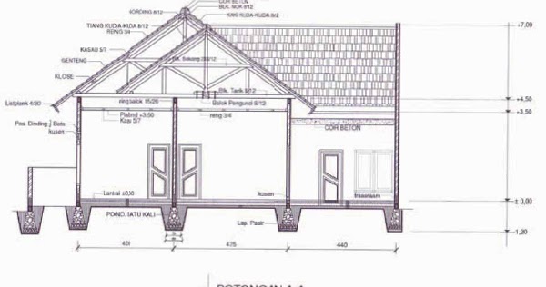 Aksesoris 50 Contoh Gambar Denah  Dan Potongan Rumah  Gambar 