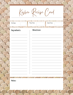 Kosher Recipe Cards - Free Printable Digital Files - Beige Brown Abstract Theme