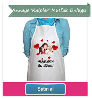 Anneye Kişiye Özel "Kalpler" Mutfak Önlüğü