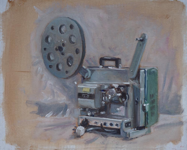 16mm film projector still life painting M P Davey