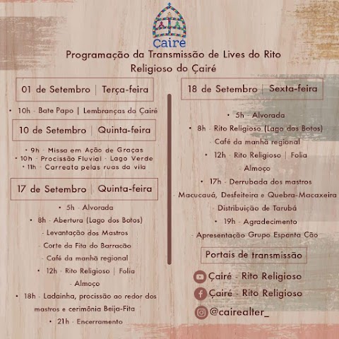 Programação - Rito Religioso do Çairé - 2020