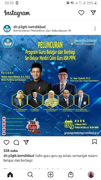 Peluncuran Program Guru Belajar dan Berbagi instagram