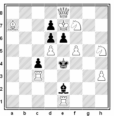 Problema de mate en 2 compuesto por Evgenij Mihajlovich Bogdanov (1º Premio, Krasni Sever - FIDE Album 1989-1991)