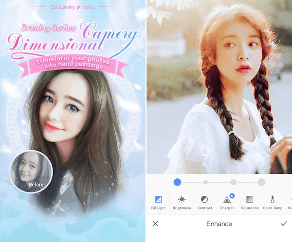 Edit selfie wajah anime dengan Meitu