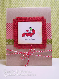 Santa Claws Crab Christmas Card using burlap by Newton's Nook Designs