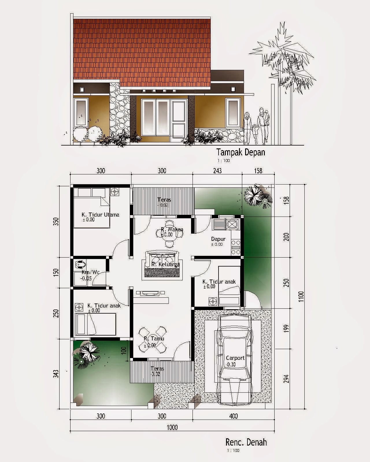 Inilah Gambar Denah Desain Rumah Minimalis Dengan 4 Kamar Tidur