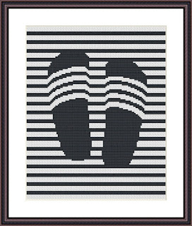 Black and white slippers cross stitch pattern Geometric embroidery design - Tango Stitch