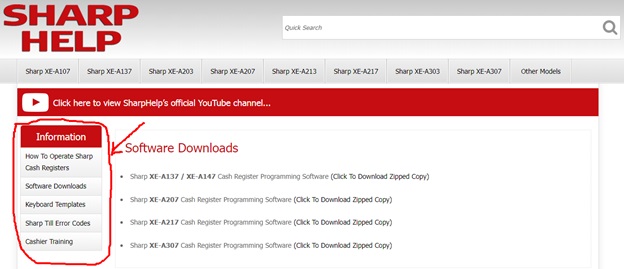 Sharp XE-A217 programming software downloads