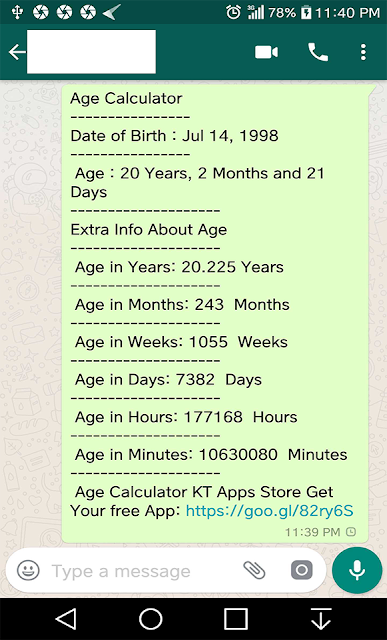 Share on Whatsapp Age Detail