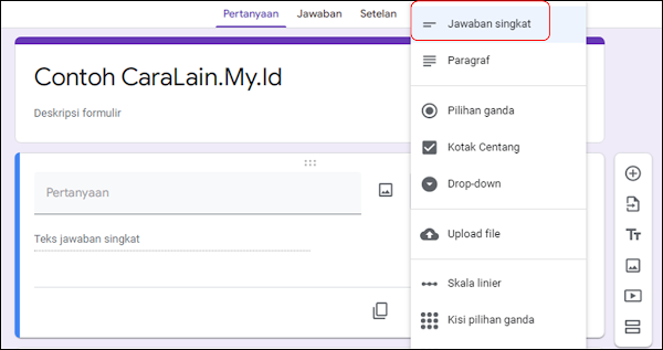 Membuat Pertanyaan Jawaban Singkat - CaraLain.My.Id