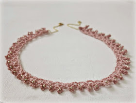 byHaafner, crochet, necklace, beads, pastel, pink