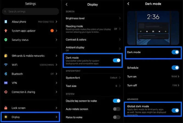 Cara Mengaktifkan Dar Mode Xiaomi