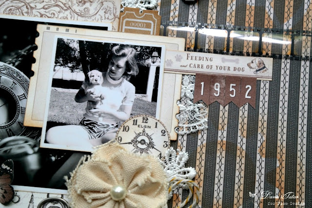 Black and White Scrapbook Layout with Victorian Embellishments and a Vintage Photo