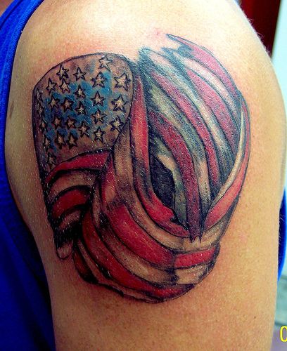USA American flag tattoo.