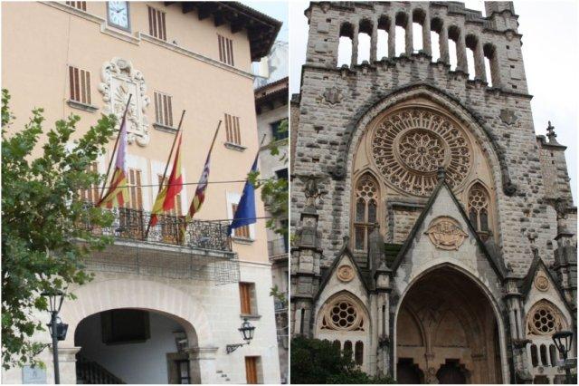 Ayuntamiento y Parroquia de San Bartolome en Soller en Mallorca