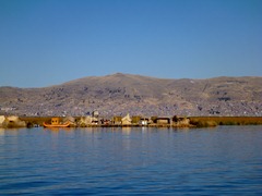Uros floating islands on Lake Titicaca.