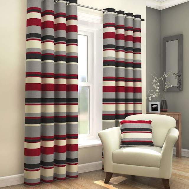 red and grey striped curtains for living room