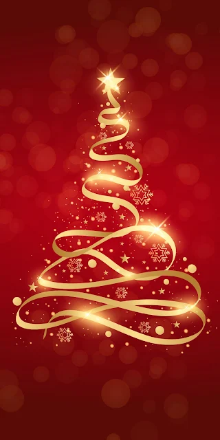 Papel de Parede Árvore de Natal Dourada para Celular Wallpaper.