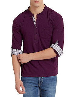 Elaborado Men's Henley Neck Tshirt - Imperial Purple