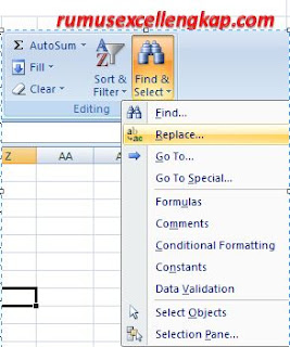 cara membuka kotak dialog Replace