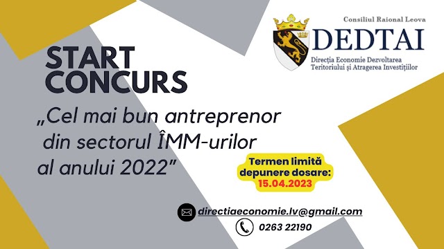 Se dă startul Concursului raional  „Cel mai bun antreprenor al anului 2022 din sectorul întreprinderilor mici și mijlocii”