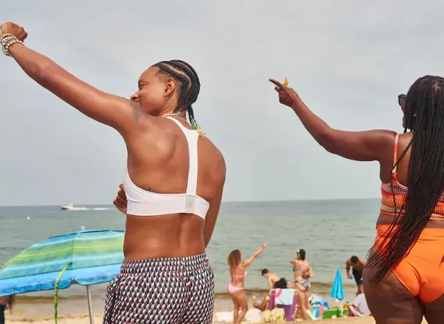 Hot black girls vibing in Martha's Vineyard beach