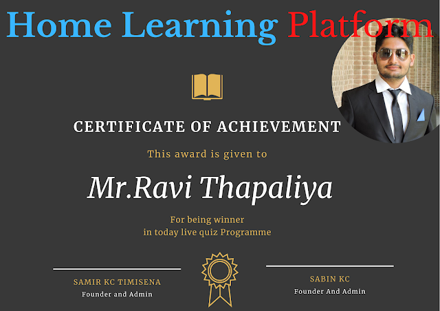 A Lot of Congratulations Mr.Ravi Thapaliya for being winner in Today Live Quiz|| 8PM 
