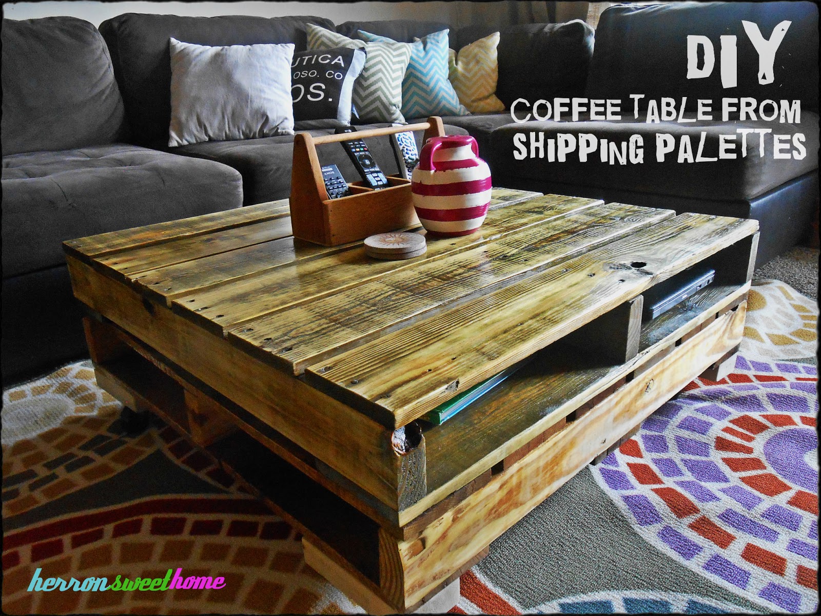 Chic a Cherry Cola: DIY Coffee Table made from Shipping Palettes