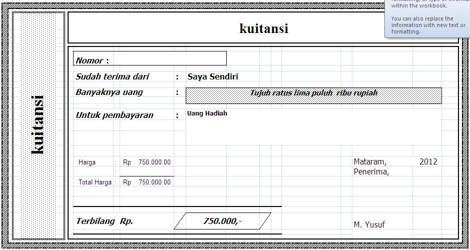 Yook Download Contoh: Download Kwitansi Sederhana File Excel