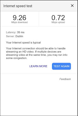 Photo of a speed test after we moved Ravensdale