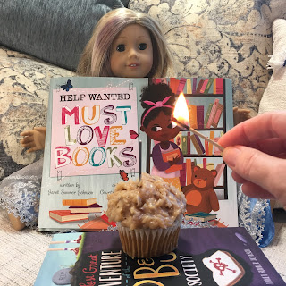 Help Wanted book and birthday cupcake