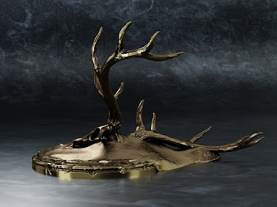Elk Antlers on Pedestal. Sculptural Holder for Alternative Jewelry.