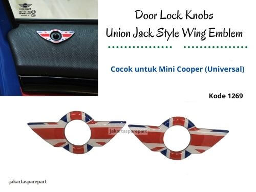 Door Lock Knobs Union Jack Style Wing For Mini Cooper