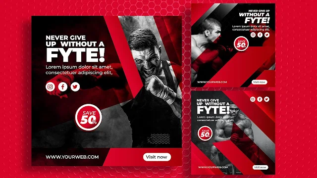 Fitness gym Instagram banner template free download