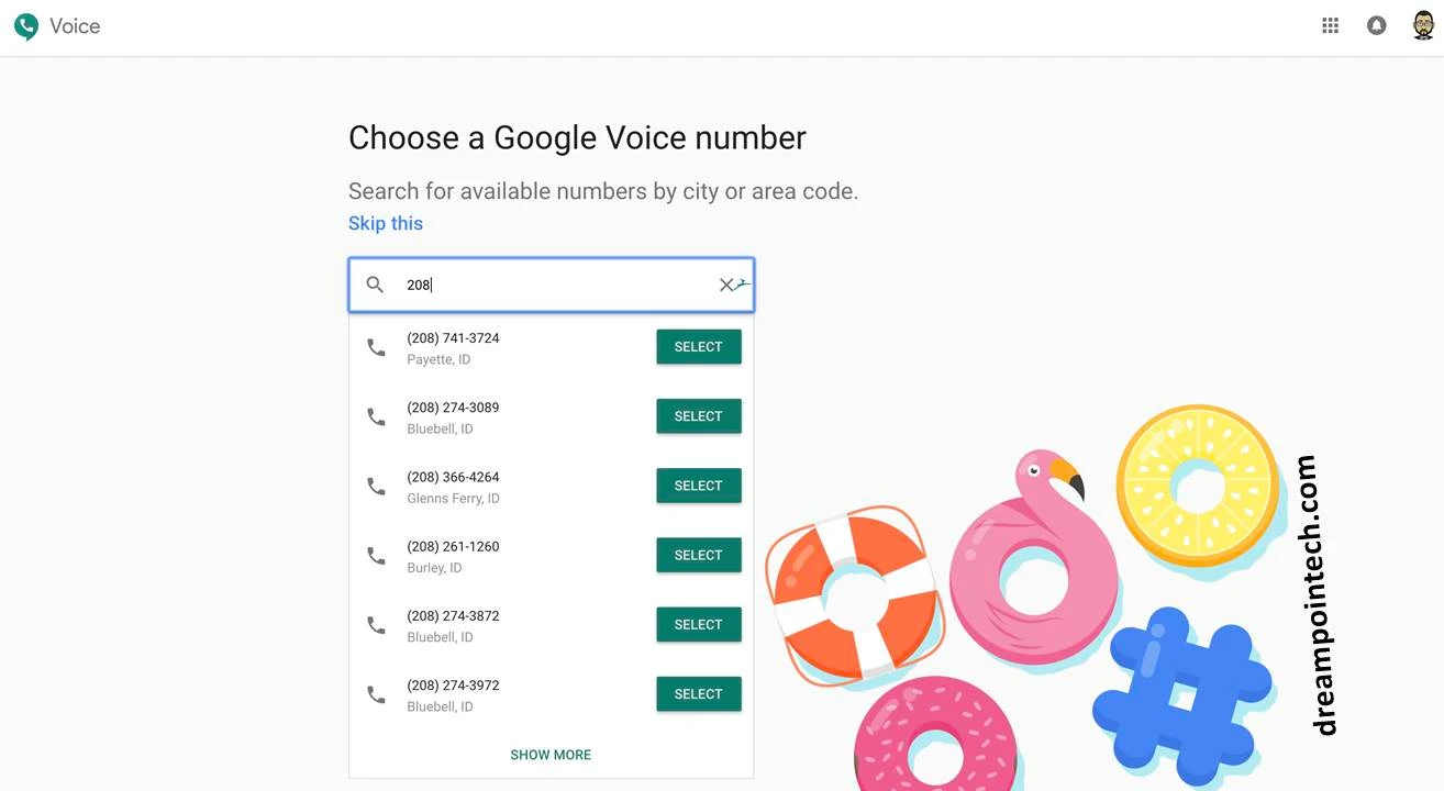 choosing your google voice number