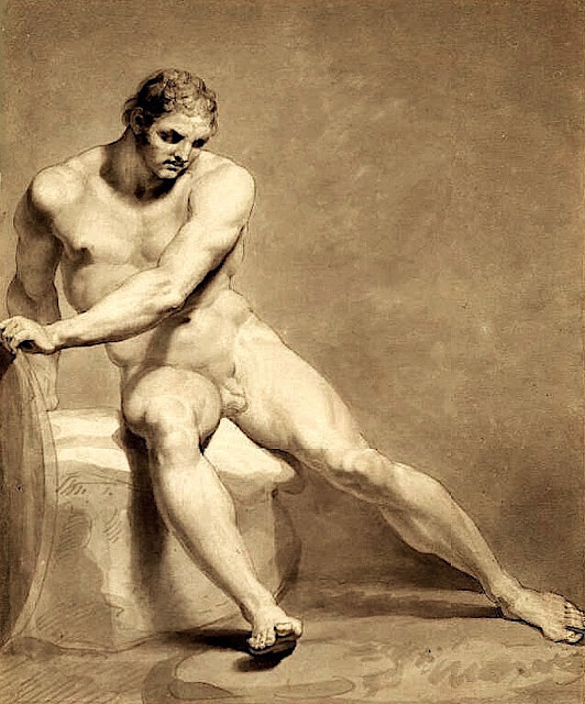 Edward Francis Burney (1760-1848) Tom Tring the Boxer. Etude académique.1790-1800, dessin