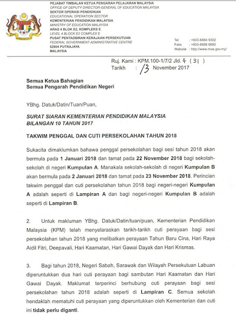 Surat Rasmi Cuti Perayaan - Rasmi O