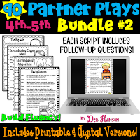 Fluency is said to be the bridge between word recognition and reading comprehension. Learn about my partner play scripts that provide a fun and engaging way to focus on reading fluency. Plus, they feature a reading comprehension component, as well! These scripts are designed to be used in 2nd, 3rd, 4th, and 5th grade reading classrooms.