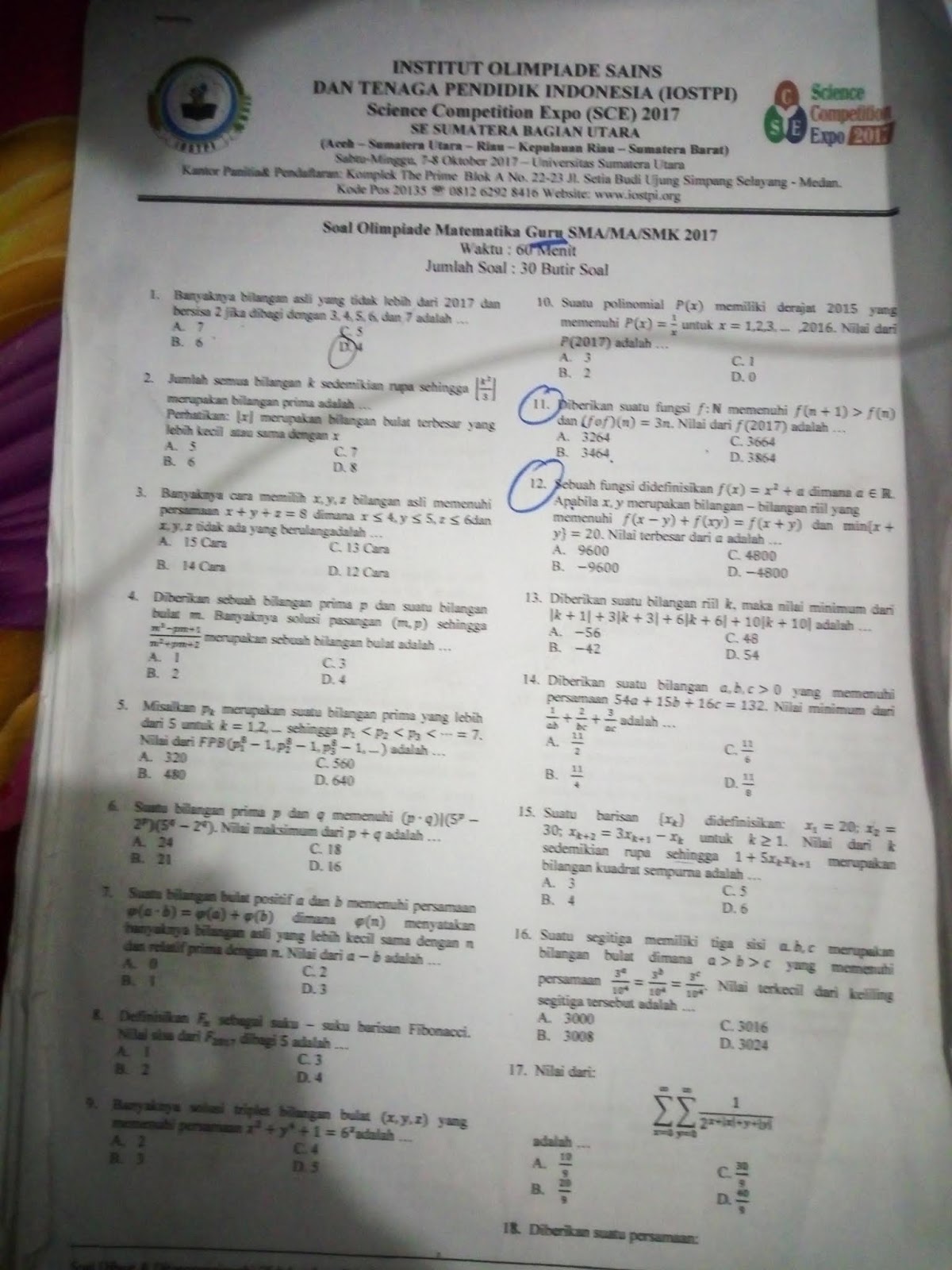 SOAL SCE IOSTPI 2017