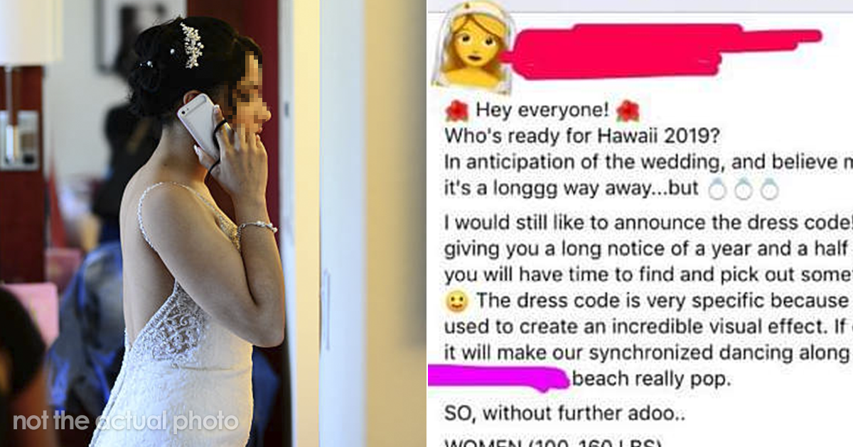 Bride Made A Ridiculous Wedding Dress Code Based On The Guests' Weight And What Followed Is Outrageous